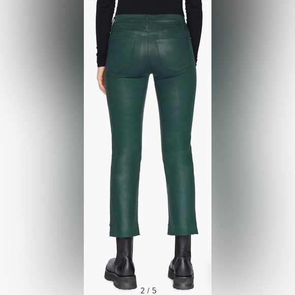 Frame Le High Waist Coated Step Hem Ankle Straight Leg Jeans, Pine - 28 - Picture 3 of 12